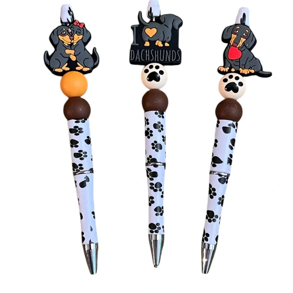 Dachshund Themed Black and White Pens